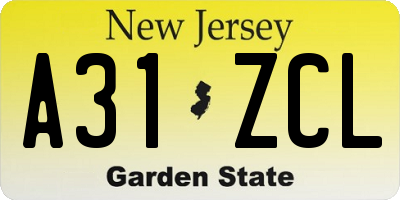 NJ license plate A31ZCL
