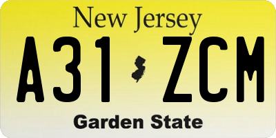 NJ license plate A31ZCM