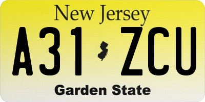 NJ license plate A31ZCU