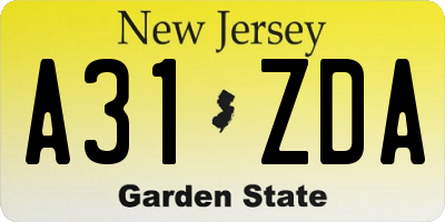 NJ license plate A31ZDA