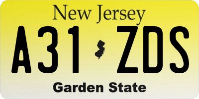 NJ license plate A31ZDS