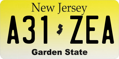 NJ license plate A31ZEA