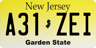 NJ license plate A31ZEI