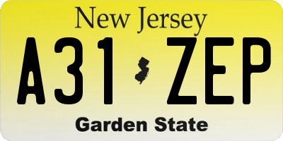 NJ license plate A31ZEP