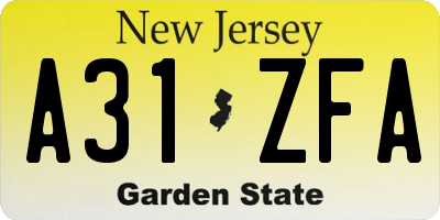 NJ license plate A31ZFA