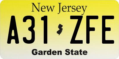 NJ license plate A31ZFE