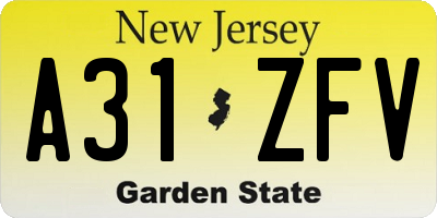 NJ license plate A31ZFV