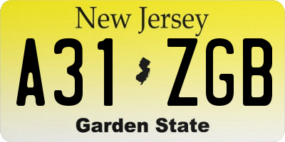 NJ license plate A31ZGB