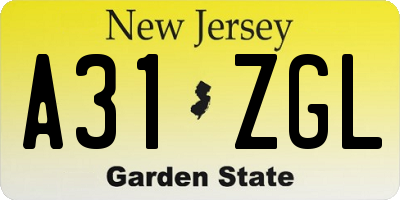 NJ license plate A31ZGL