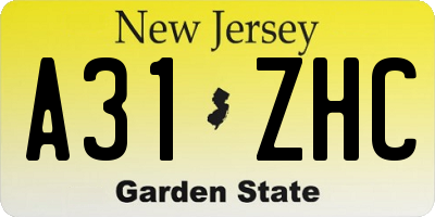 NJ license plate A31ZHC