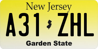 NJ license plate A31ZHL