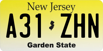 NJ license plate A31ZHN