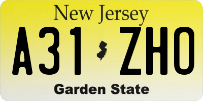 NJ license plate A31ZHO