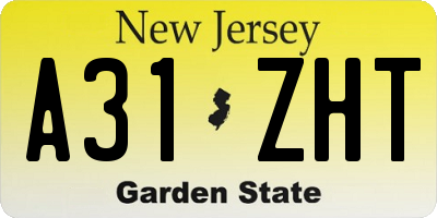 NJ license plate A31ZHT