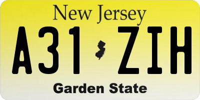 NJ license plate A31ZIH