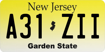 NJ license plate A31ZII