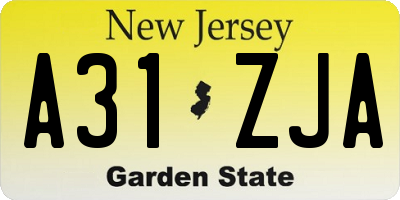 NJ license plate A31ZJA