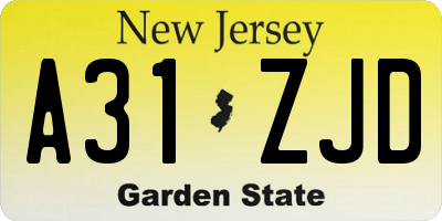 NJ license plate A31ZJD