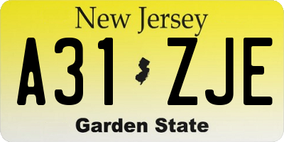 NJ license plate A31ZJE