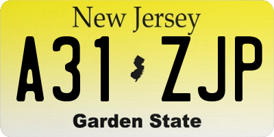 NJ license plate A31ZJP