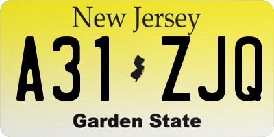 NJ license plate A31ZJQ