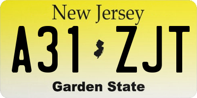 NJ license plate A31ZJT