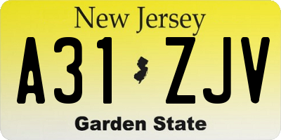 NJ license plate A31ZJV