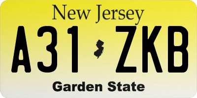 NJ license plate A31ZKB