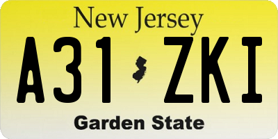NJ license plate A31ZKI