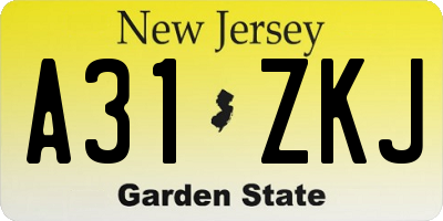 NJ license plate A31ZKJ