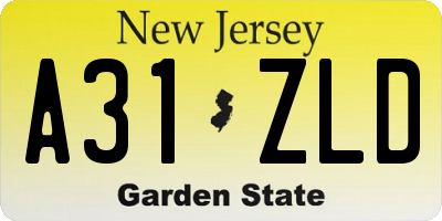 NJ license plate A31ZLD
