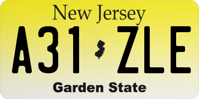 NJ license plate A31ZLE