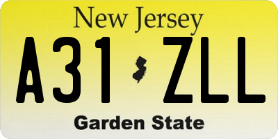 NJ license plate A31ZLL