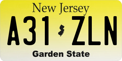 NJ license plate A31ZLN