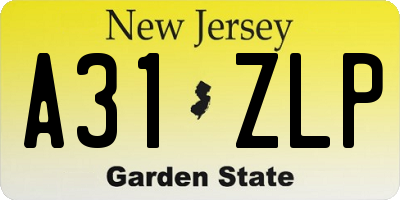 NJ license plate A31ZLP