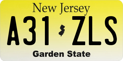 NJ license plate A31ZLS