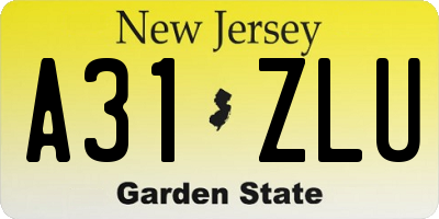 NJ license plate A31ZLU