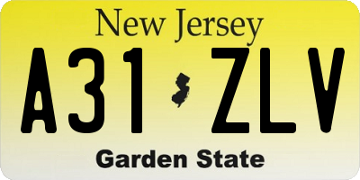 NJ license plate A31ZLV