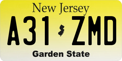 NJ license plate A31ZMD
