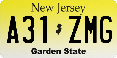 NJ license plate A31ZMG