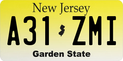NJ license plate A31ZMI