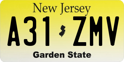 NJ license plate A31ZMV