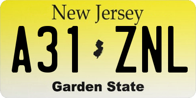 NJ license plate A31ZNL
