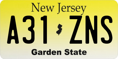 NJ license plate A31ZNS