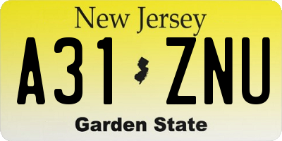 NJ license plate A31ZNU