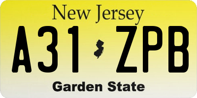 NJ license plate A31ZPB
