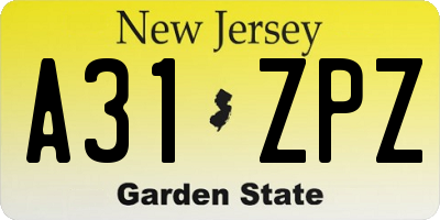 NJ license plate A31ZPZ