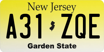 NJ license plate A31ZQE