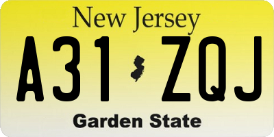 NJ license plate A31ZQJ