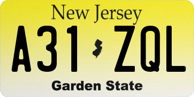 NJ license plate A31ZQL